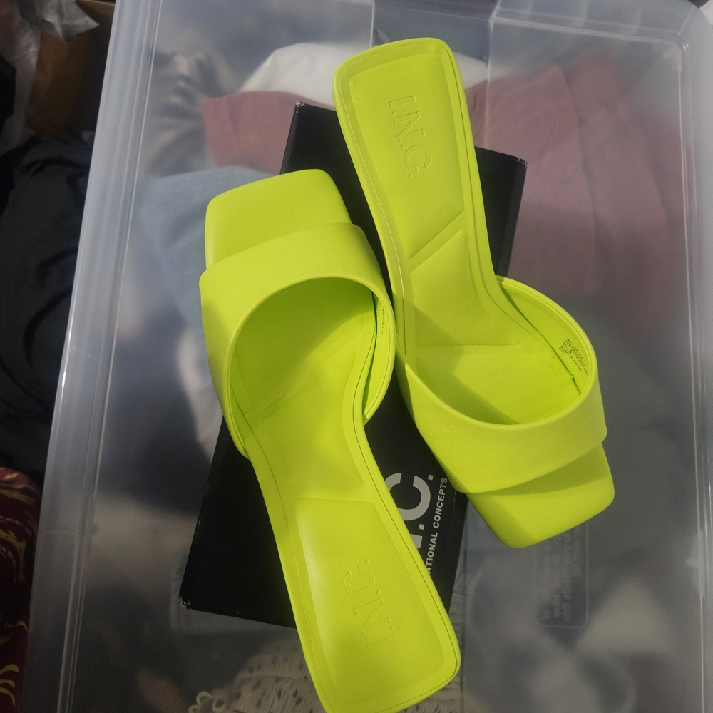 INC International Concepts Neon Slide Sandals